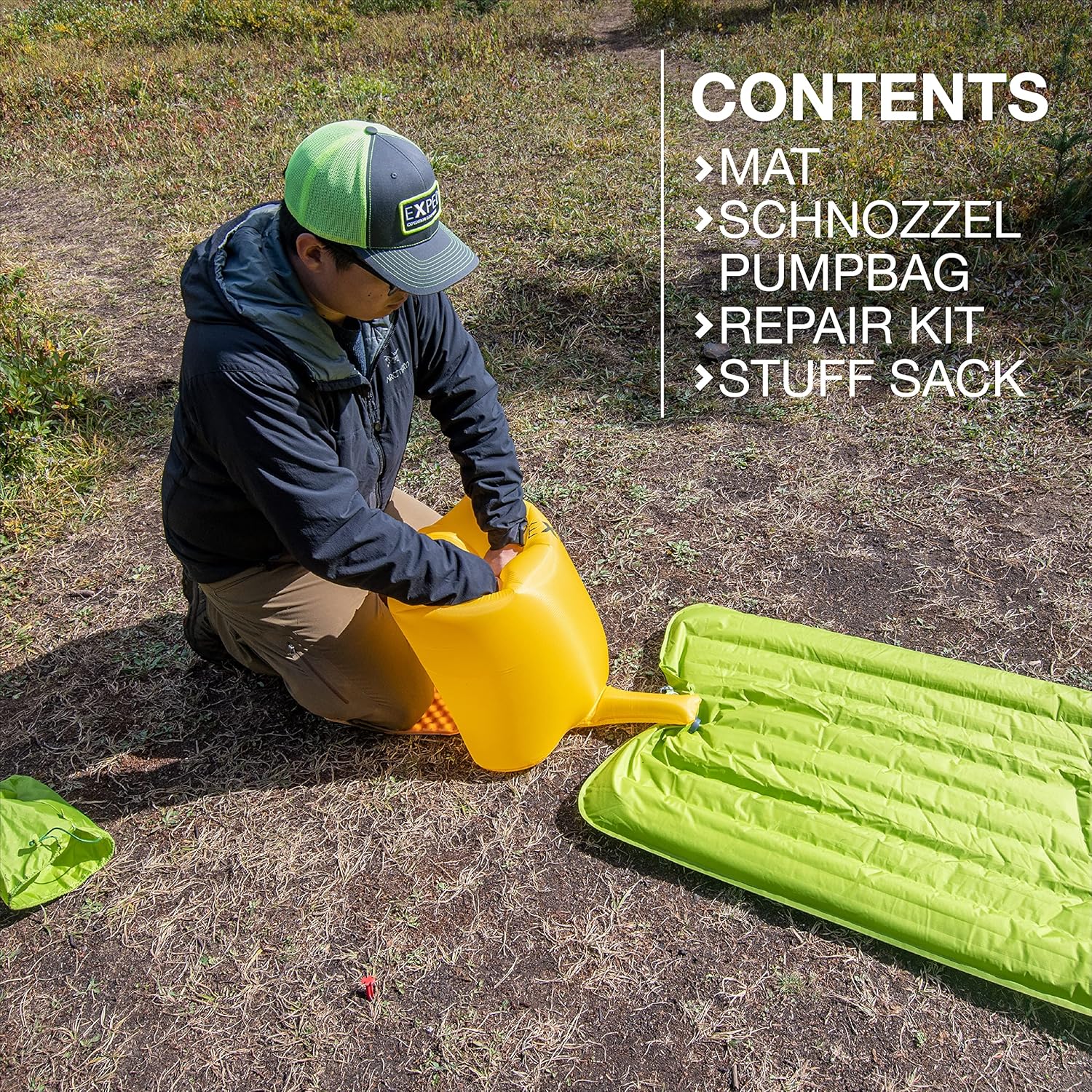 Exped Ultra 3R sleeping mat packed size with pump bag for backpacking