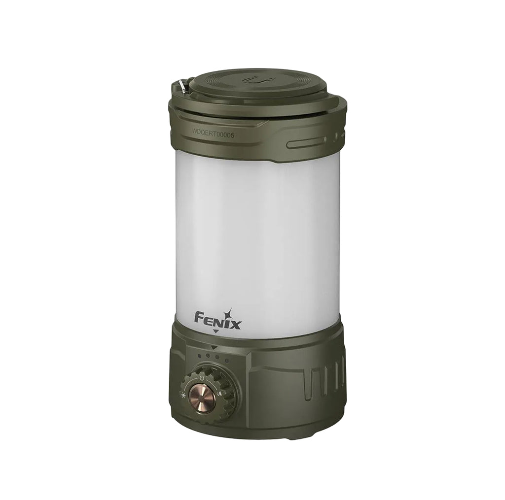 Fenix CL26R Pro 650 lumen rechargeable camping lantern in olive green front view
