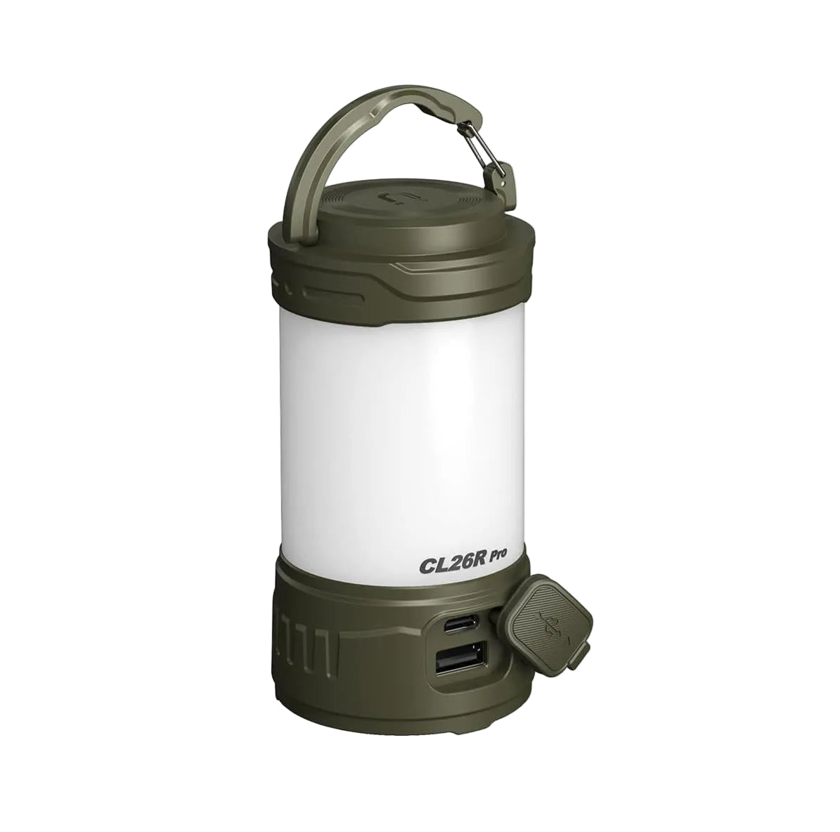 Fenix CL26R Pro camping lantern hanging inside tent with carry handle

