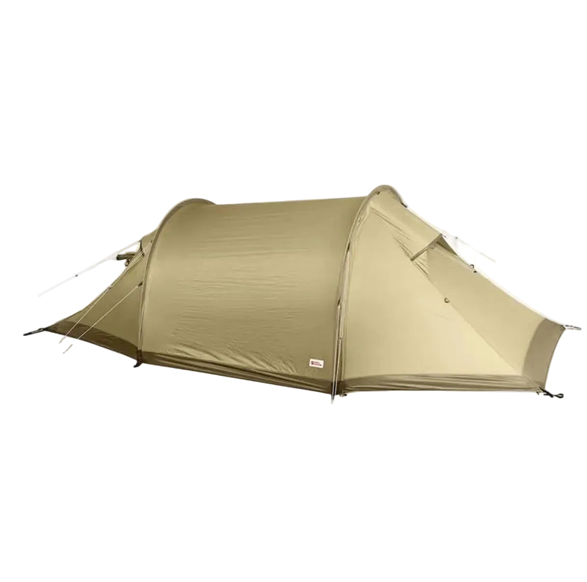 Fjallraven Abisko Lite 3 lightweight 3 person tunnel tent in sand colour isolated on white background
