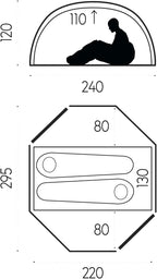 Fjallraven Abisko View 2 igloo tent technical dimensions and interior layout diagram