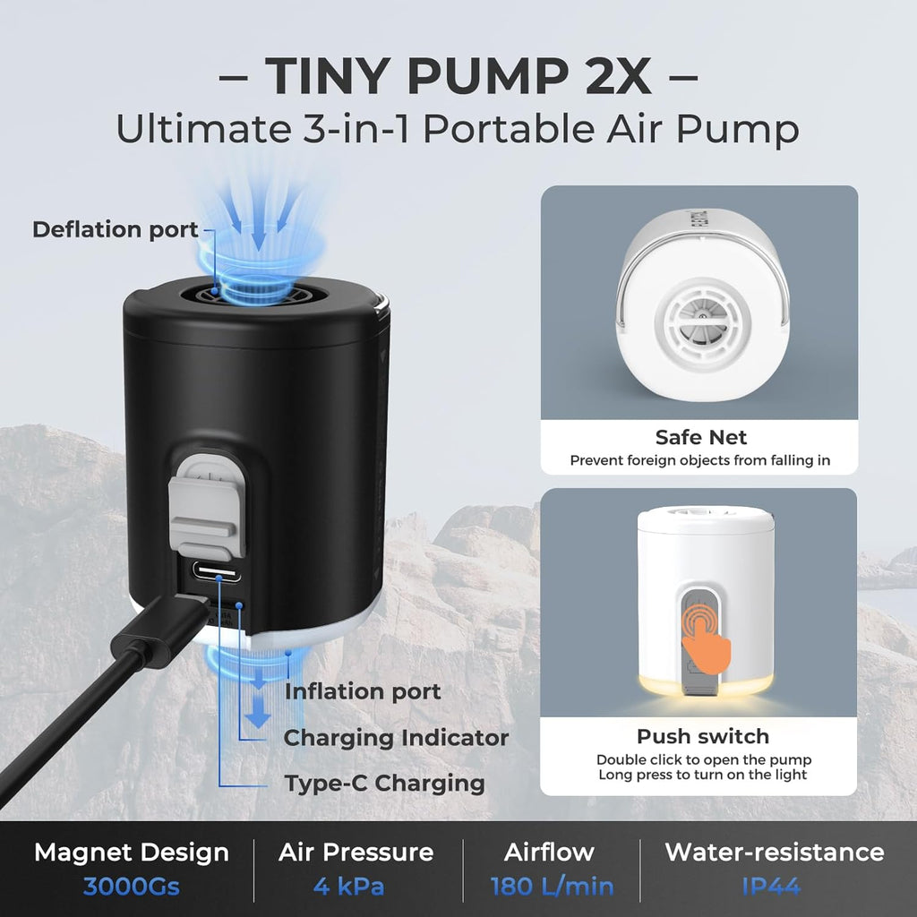 Flextail Tiny Pump 2.0 – USB Rechargeable Mini Air Pump, Lantern & Power Bank