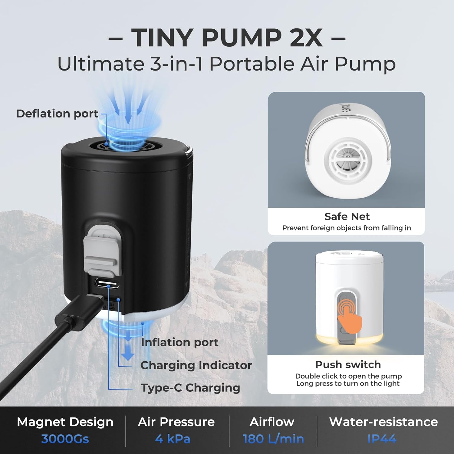 Flextail Tiny Pump 2.0 – USB Rechargeable Mini Air Pump, Lantern & Power Bank