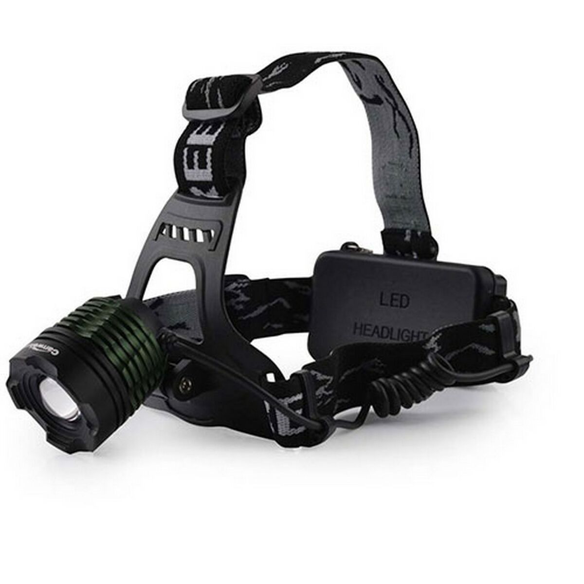 high power led headlamp with rear battery pack and adjustable straps
