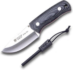 Fixed blade knife with fire starter on a white background