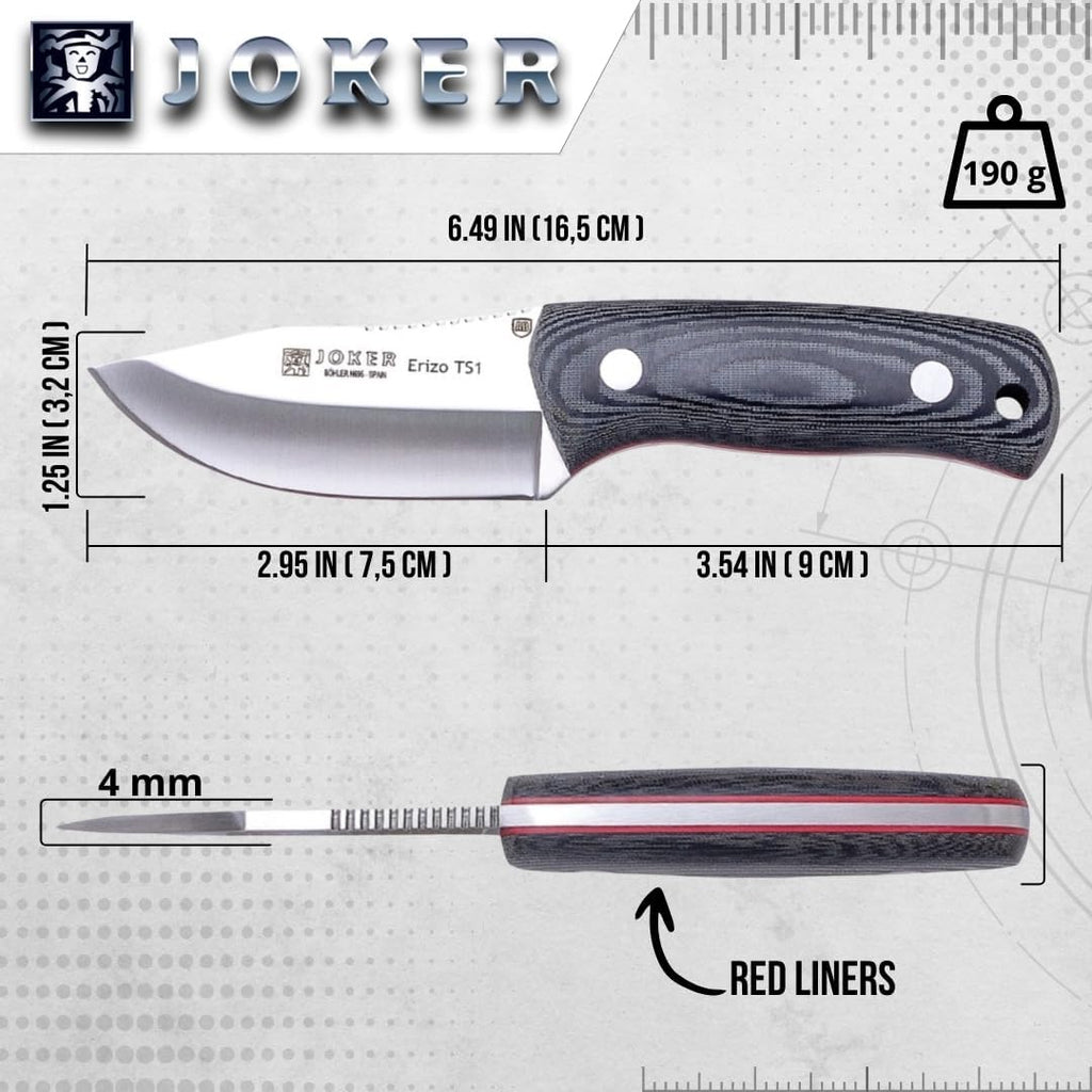 Joker Hedgehog TS1 survival knife specifications and dimensions overview
