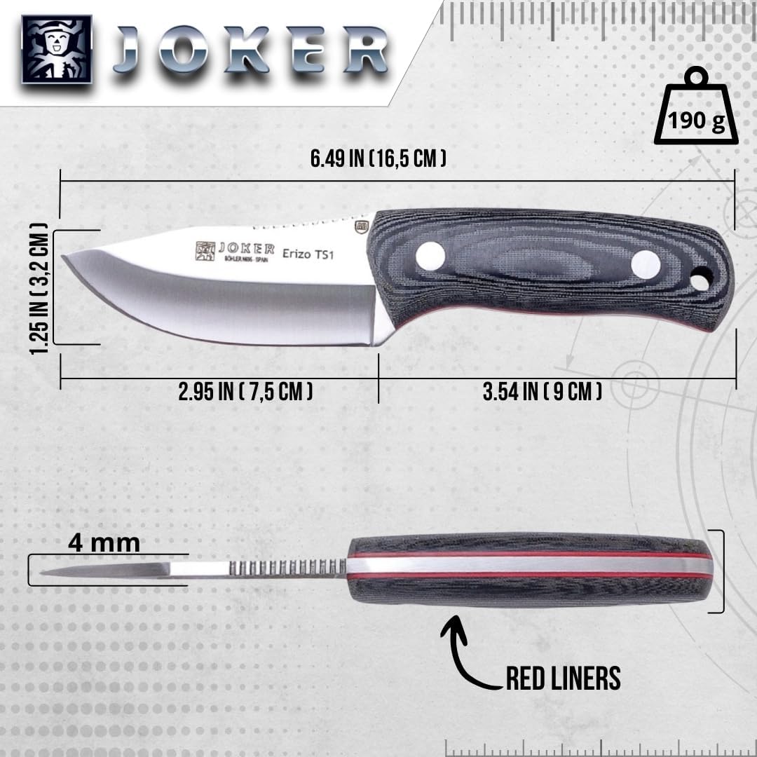 Joker Hedgehog TS1 survival knife specifications and dimensions overview
