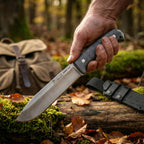 Joker NA90 fixed blade knife used for camp food preparation in outdoor setting
