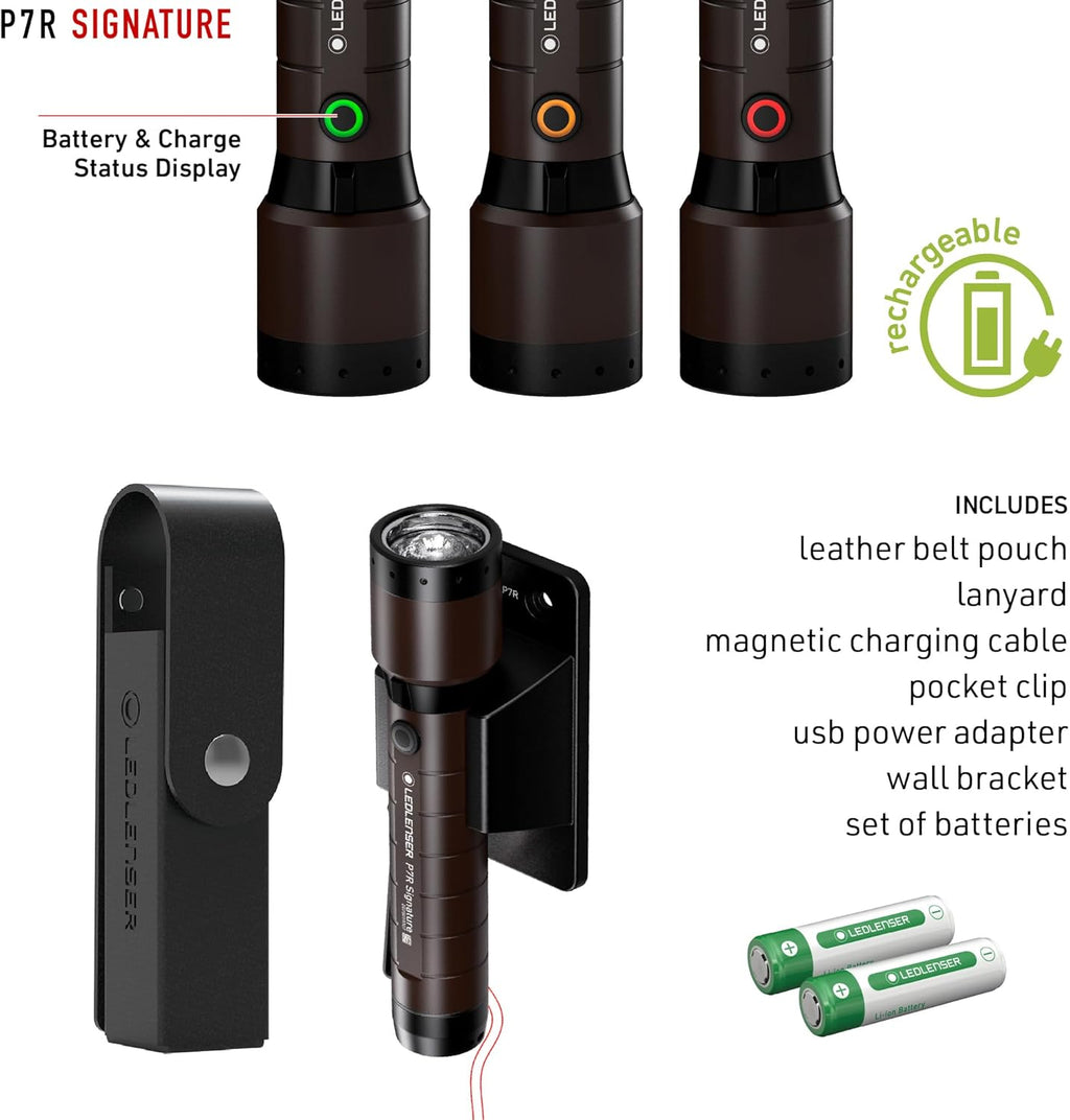 Ledlenser P7R Signature magnetic charging system with wall mount dock
