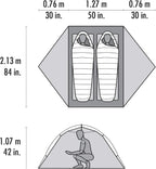 MSR Access 2 four season tent technical dimensions and floor plan layout diagram