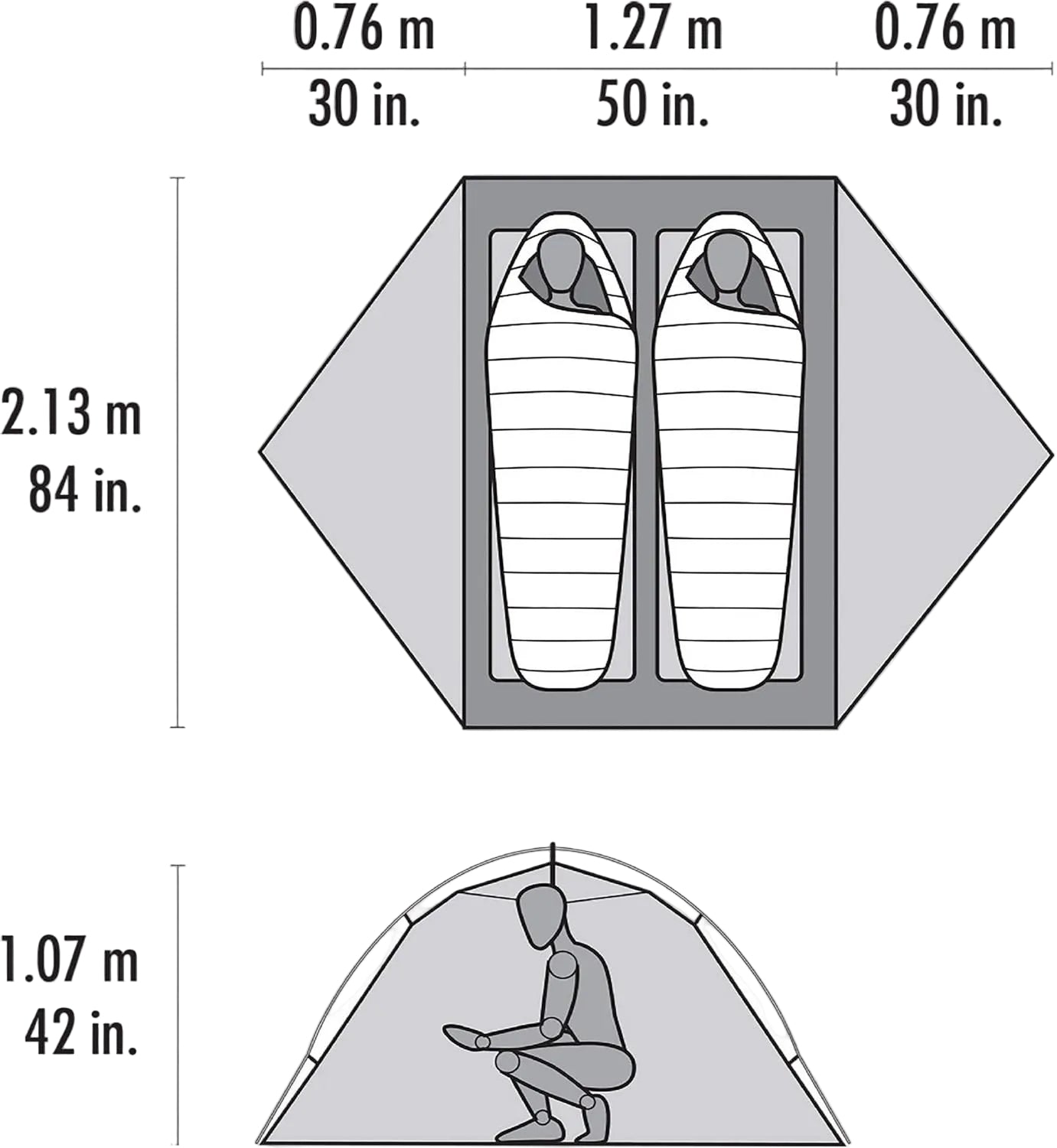 MSR Access 2 four season tent technical dimensions and floor plan layout diagram