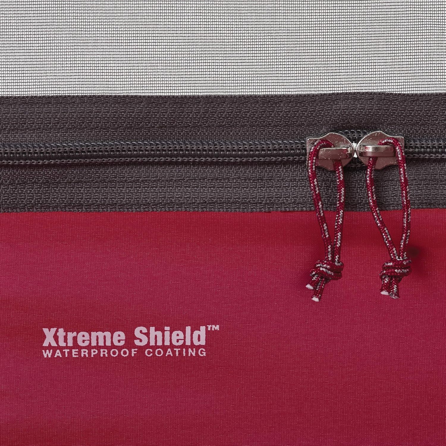 MSR Access 2 4 season tent zip close-up showing zipper and fabric detail