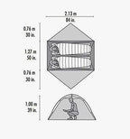 MSR Hubba NX 1 person tent technical dimensions and interior layout diagram
