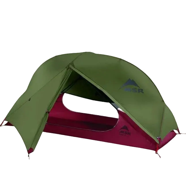 MSR Hubba NX 1 person lightweight 3 season backpacking tent in green isolated on white background