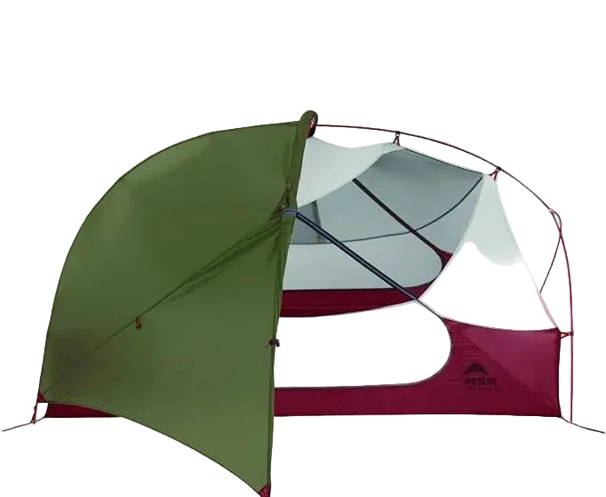 MSR Hubba NX 1 person tent interior view showing mesh panels and vestibule access