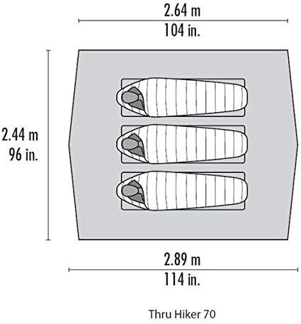 MSR Thru Hiker 70 Wing Shelter ultralight tarp technical dimensions and floor plan layout diagram