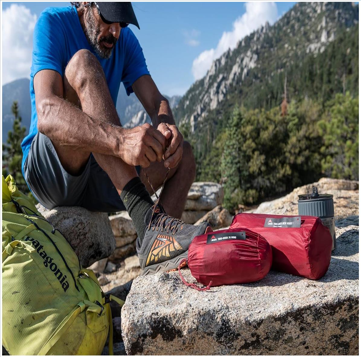 MSR Thru Hiker 70 Wing Shelter ultralight tarp in outdoor trekking setup