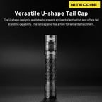 Nitecore MH12 Pro U-shaped tail cap design for anti-roll and stable standing
