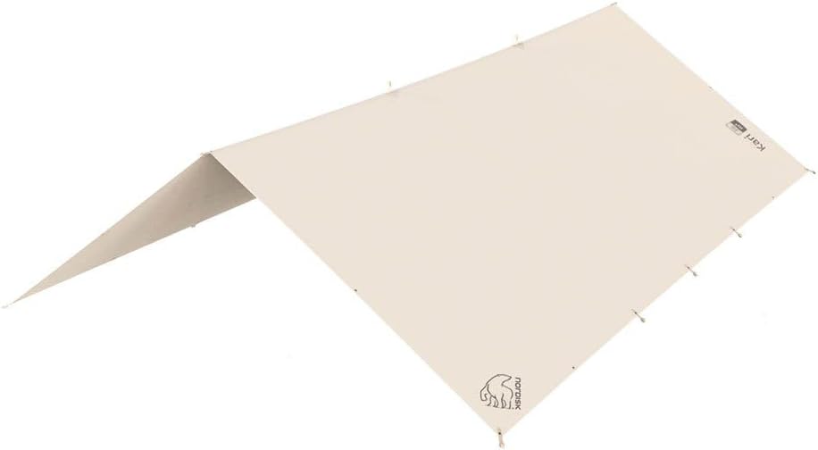 Nordisk Kari 20 tarp folded and angled view showing cotton fabric construction
