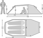 Nordisk OPPLAND 3 LW tunnel tent dimensions and layout diagram
