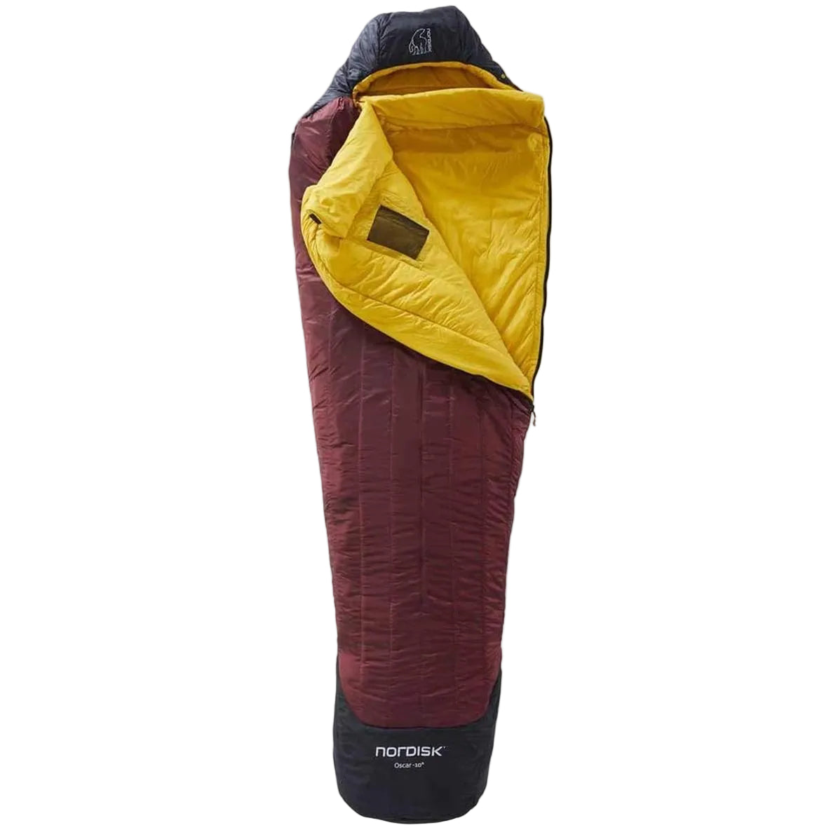 Nordisk Oscar -10° synthetic mummy sleeping bag angled perspective outdoor trekking use
