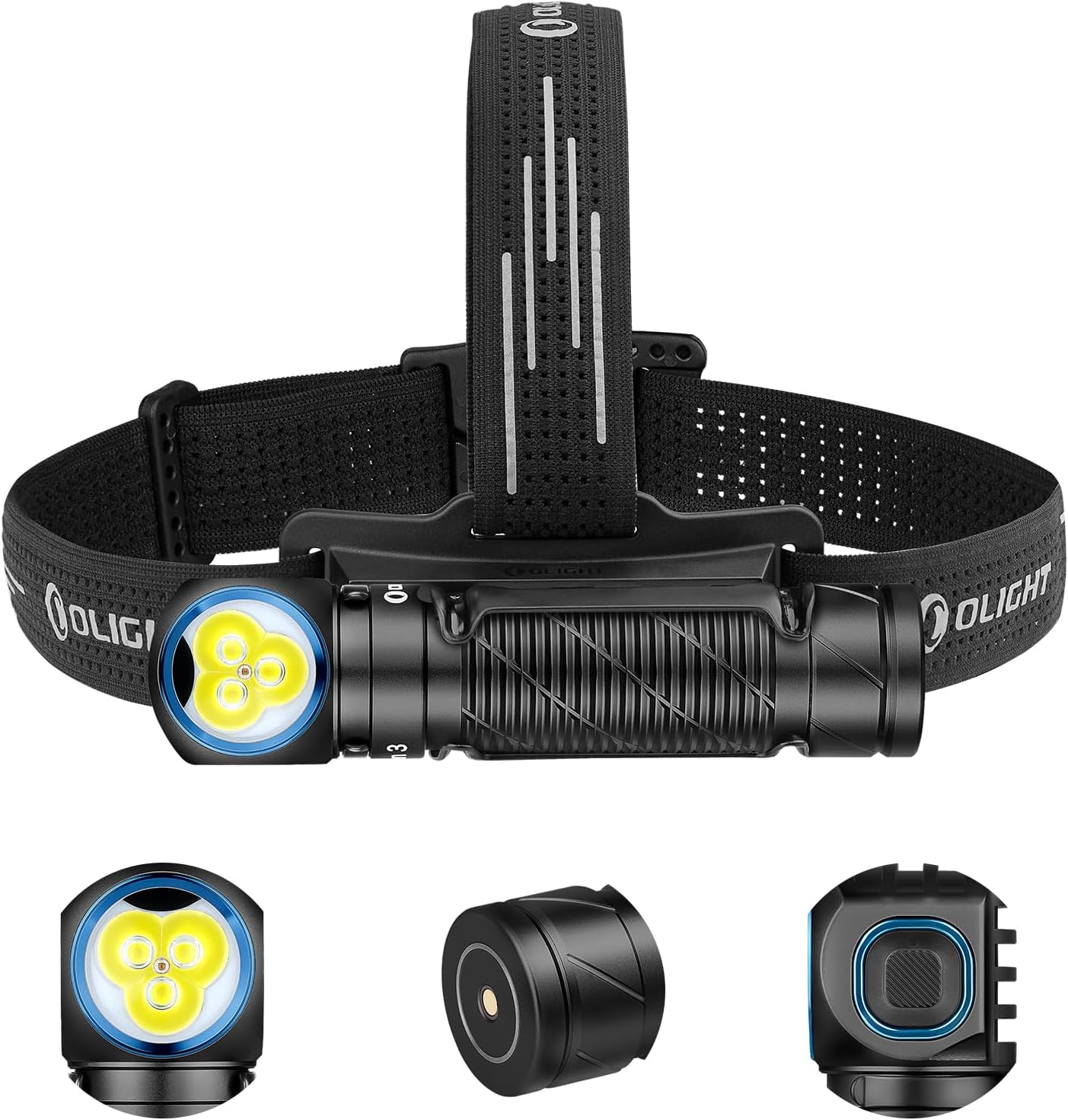 OLIGHT Perun 3 3000 lumen rechargeable headtorch in black front view

