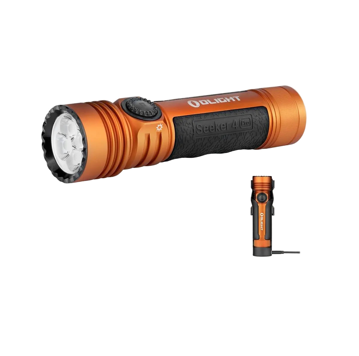 OLIGHT Seeker 4 Pro rechargeable flashlight in orange colour option

