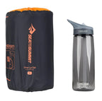 Packed Sea to Summit Ether Light XT Extreme sleeping mat with pump sack and water bottle