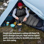 sea to summit frontier ultralight pot set being used at a campsite for outdoor cooking