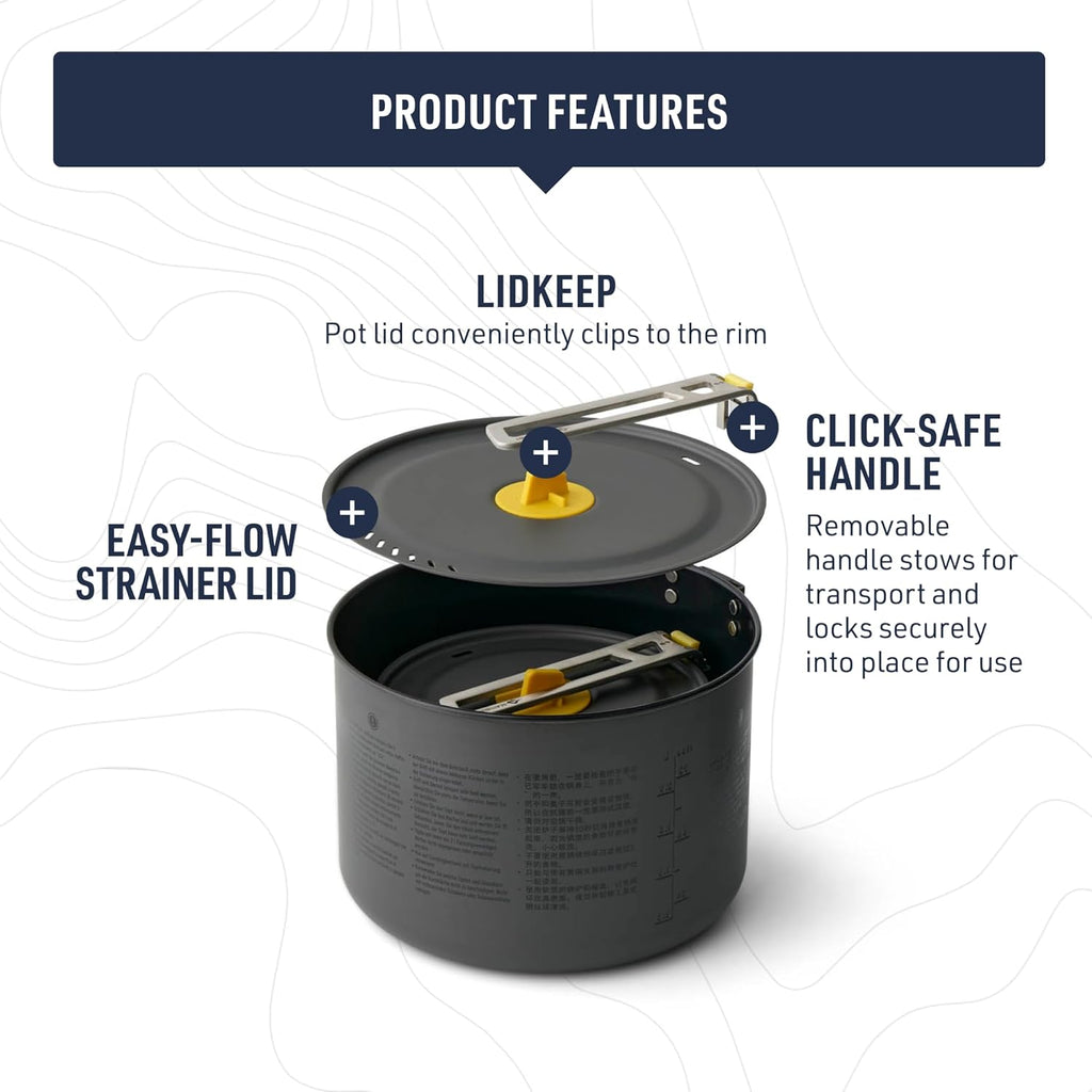 sea to summit frontier cookware set showing pots lids and removable handle components
