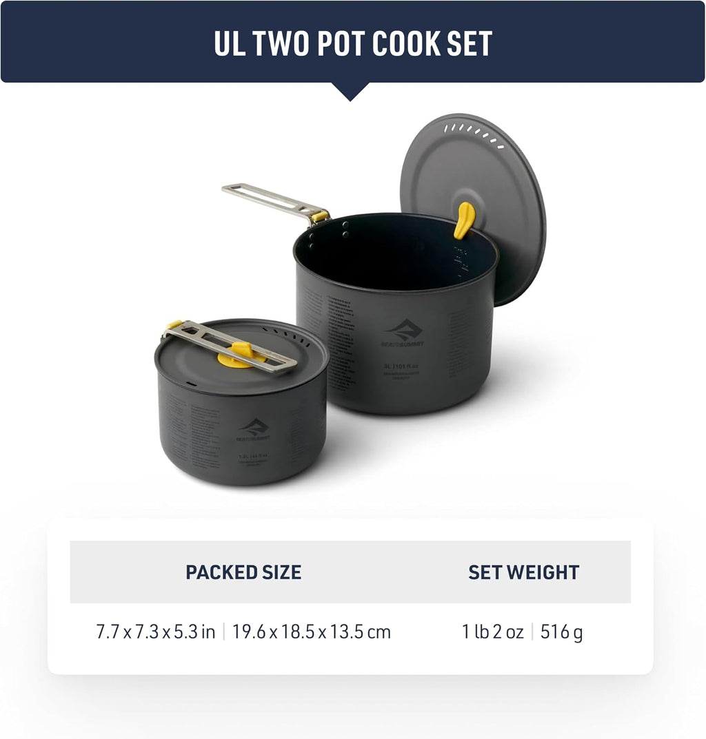 sea to summit frontier pot set compact nesting design with stacked pots and lid