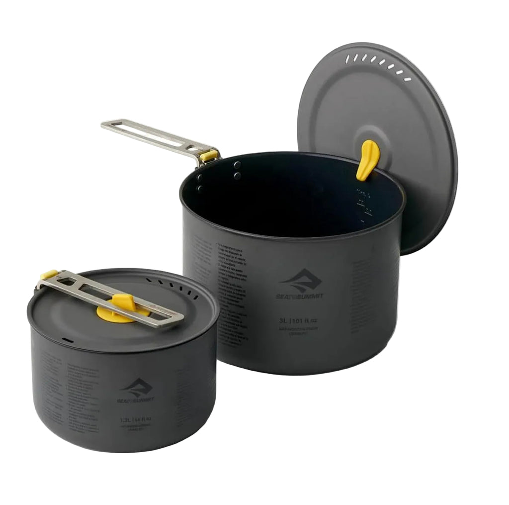 sea to summit frontier ultralight camping pot set 1.3l and 3l with lids and handle