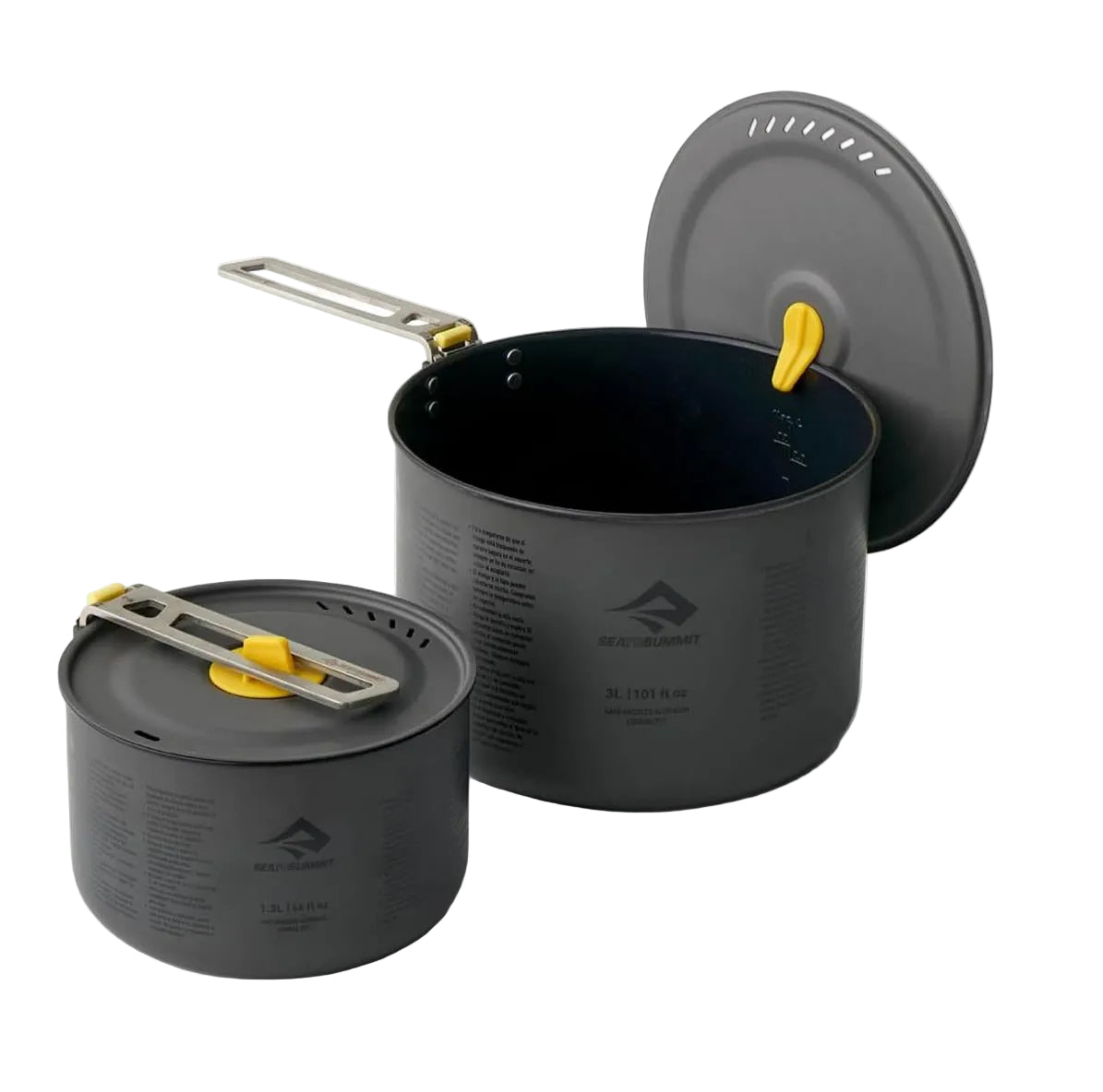 sea to summit frontier ultralight camping pot set 1.3l and 3l with lids and handle