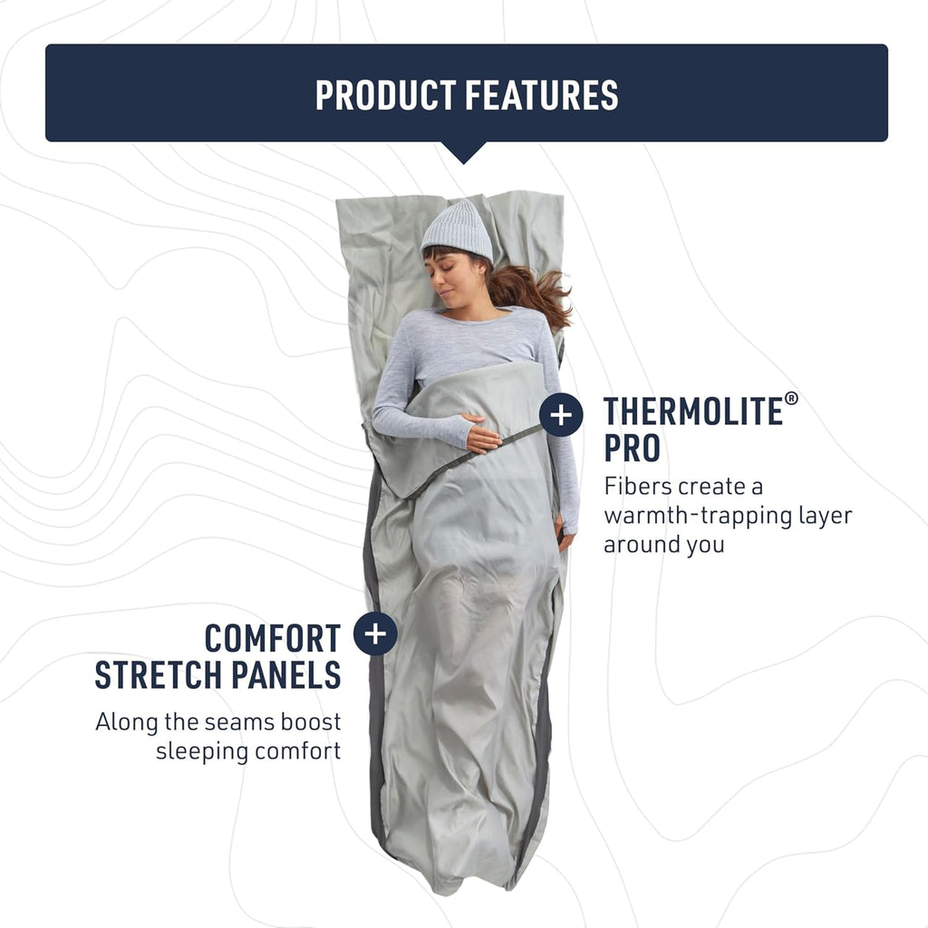 Sea to Summit Silk Blend Thermolite sleeping bag liner fabric close up material detail