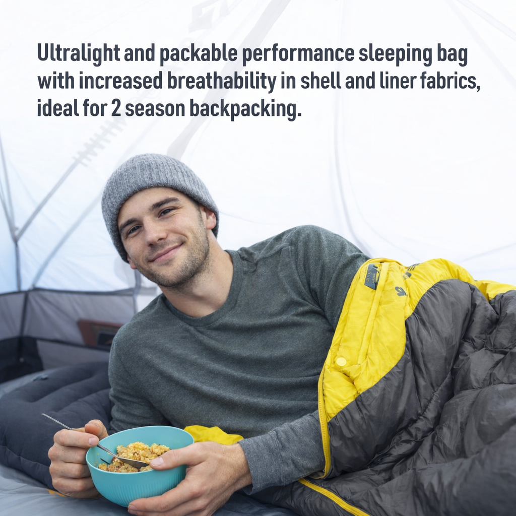 Sea to Summit Spark 30°F ultralight sleeping bag in backpacking tent