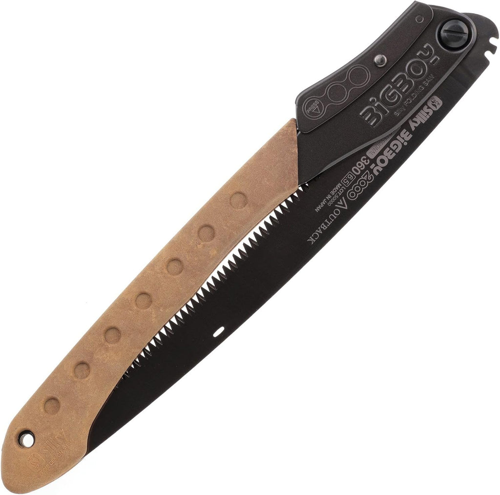 Silky BigBoy Outback folding saw showing rubberised handle and blade
