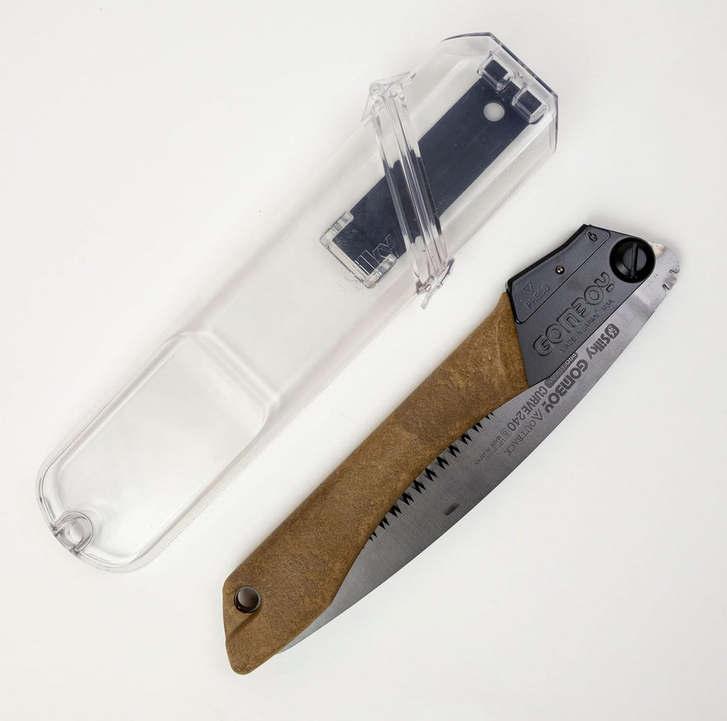 Silky Gomboy Curve 240 folding saw stored in protective carry case
