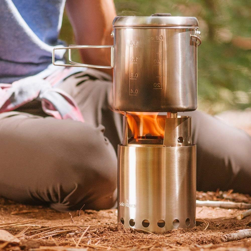 solo stove lite cooking with pot outdoor backpacking camping stove setup