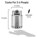 solo stove lite cooking capacity for 2 to 4 people camping stove use