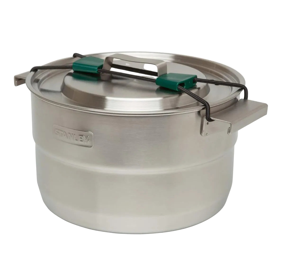stanley base camp cook set stainless steel pot with lid and handle detail
