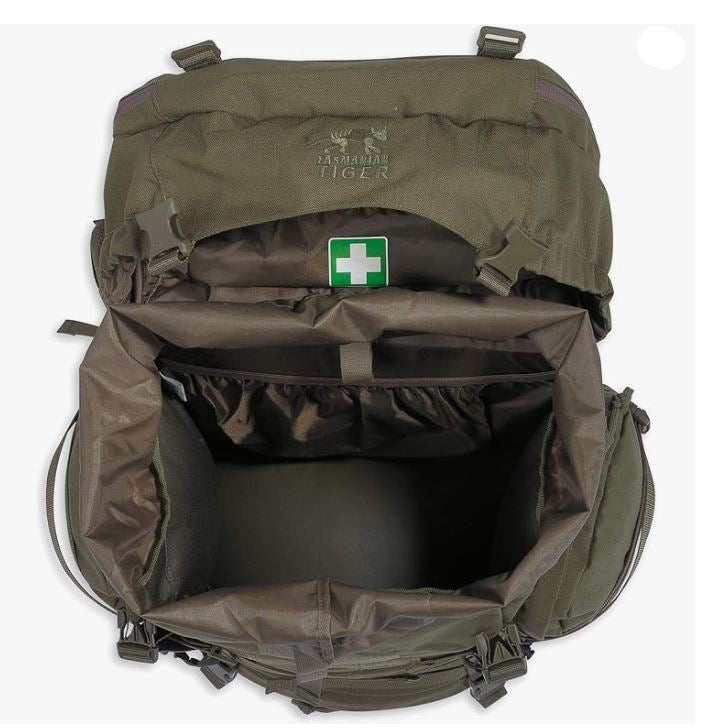 Tasmanian Tiger TT Raid Pack MK III top compartment open showing internal storage

