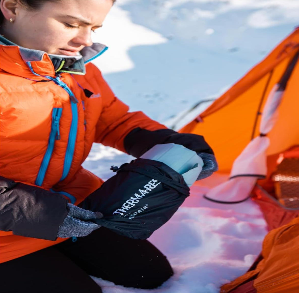 Therm-a-Rest NeoAir XTherm NXT insulated sleeping mat used during winter camping