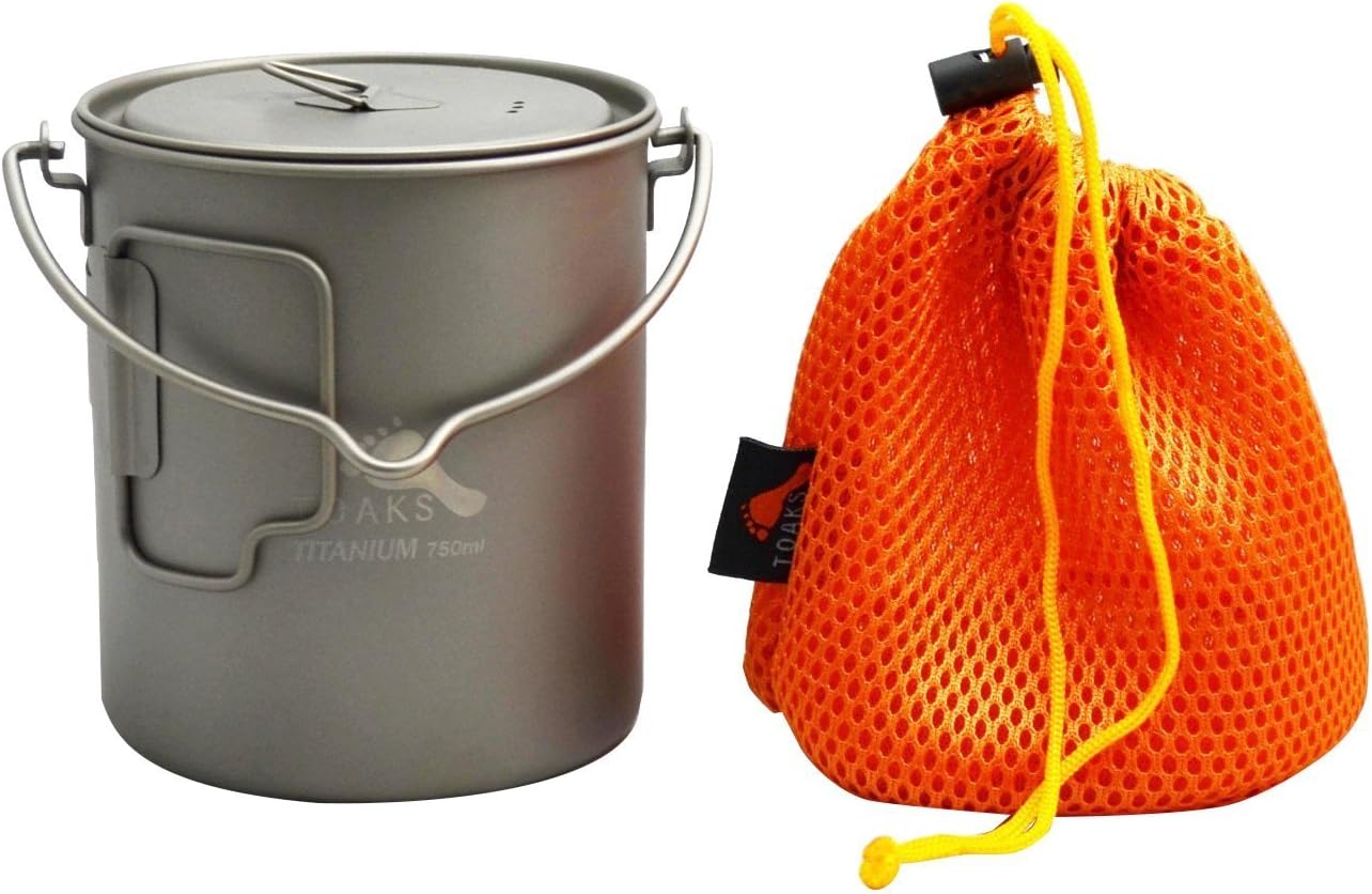 TOAKS Titanium 750ml Camping Pot with Bail Handle – Ultralight Backpacking Cook Pot