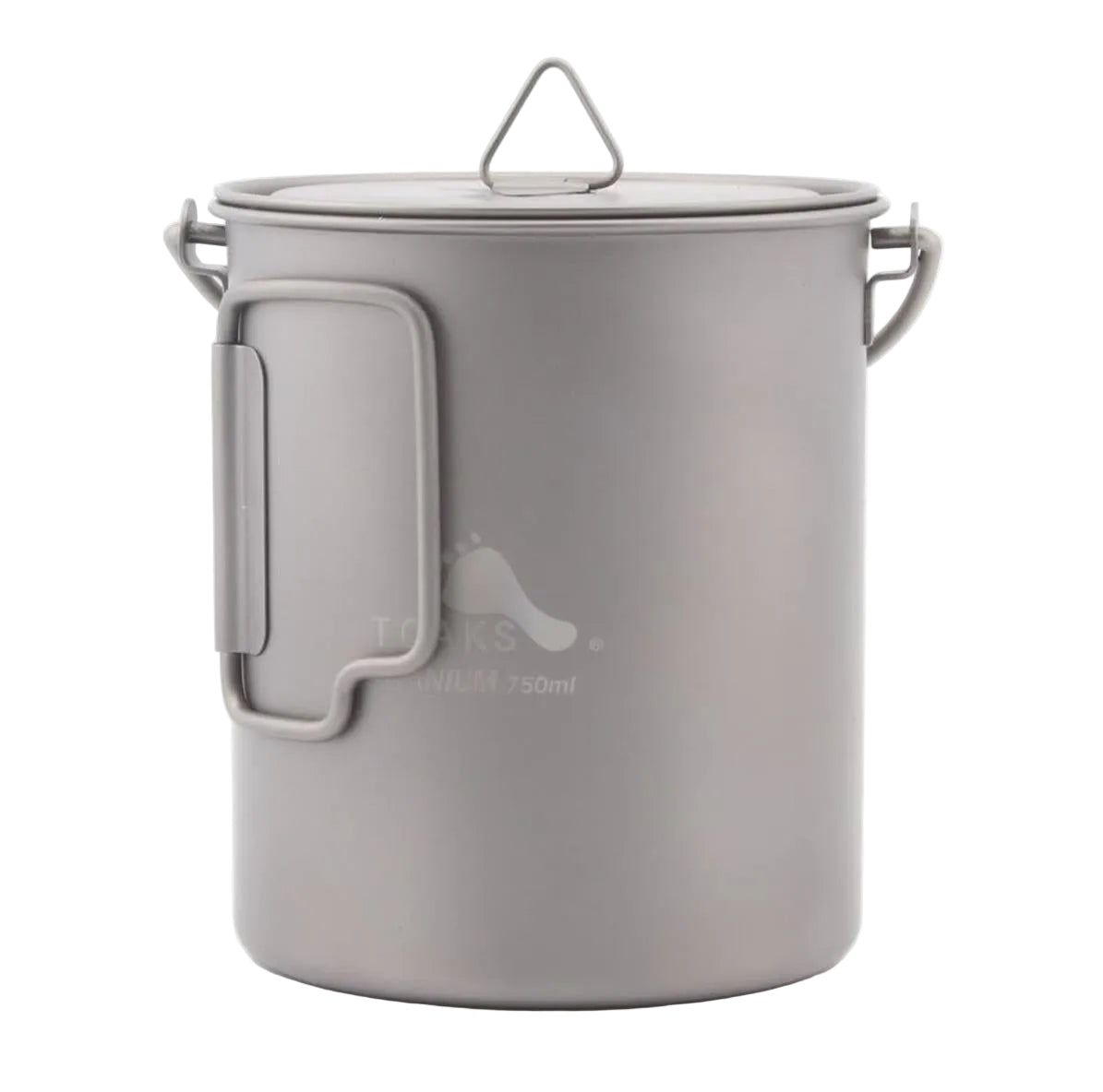 toaks titanium pot side view showing folding handle and bail handle design