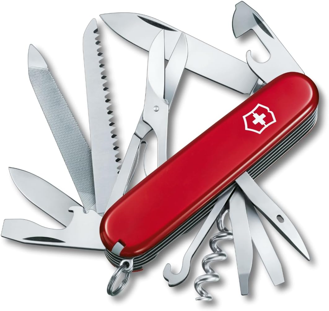 Victorinox Ranger Swiss Army knife with tools open showing blades saw and scissors
